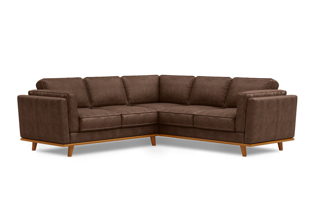 Valencia Artisan Dark Chocolate Leather Sectional Sofa | L-Shape Luxury Front view White background picture