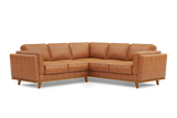 Valencia Artisan L-Shape Corner Leather Sectional Sofa, Cognac White background diagram