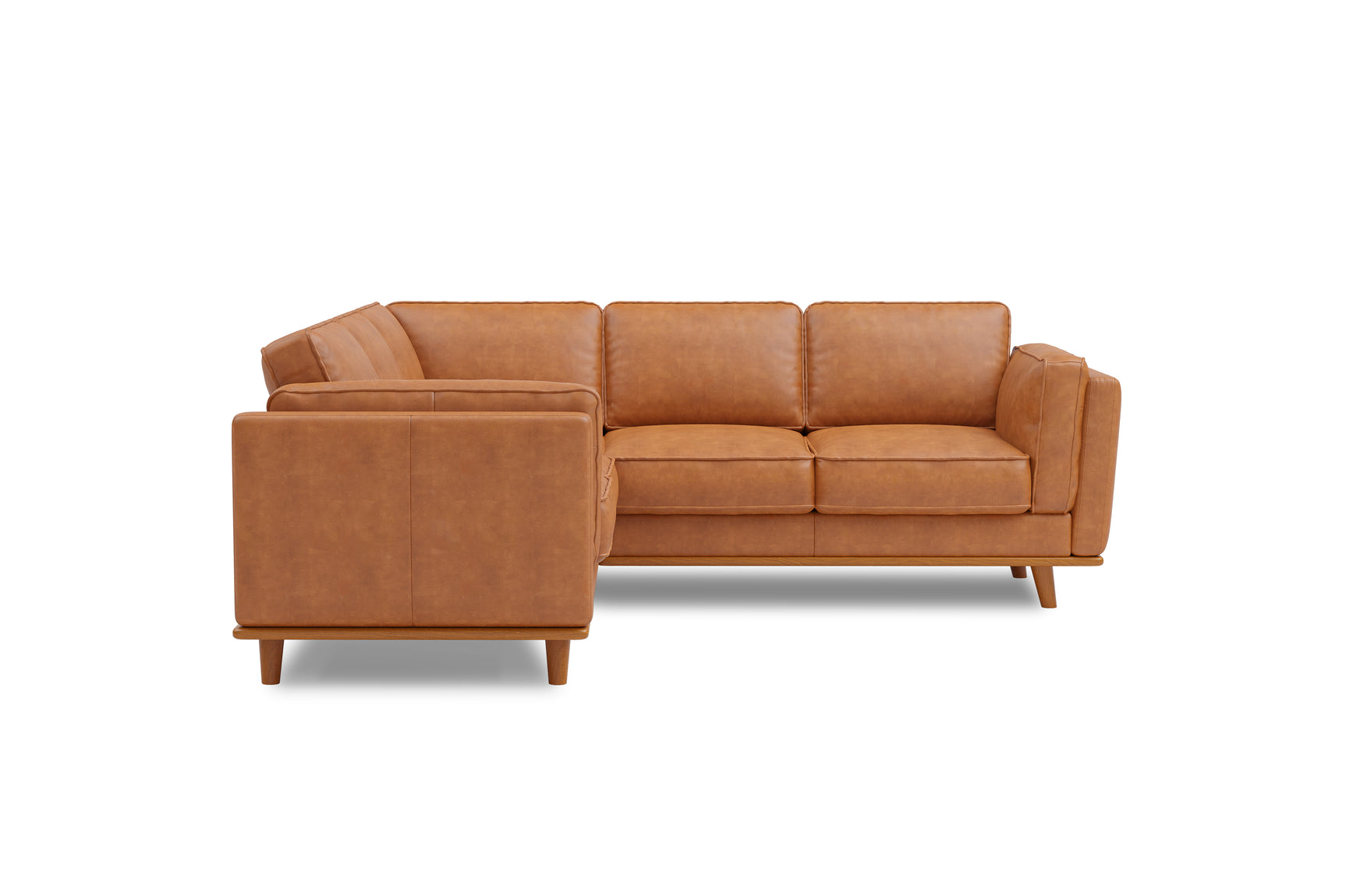 Valencia Artisan L-Shape Corner Leather Sectional Sofa, Cognac Right side picture White background diagram