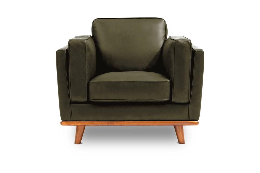 Valencia Artisan Leather Accent Chair, Olive Green