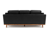 Black Valencia Artisan Wide Three Seats Leather Sofa Back view