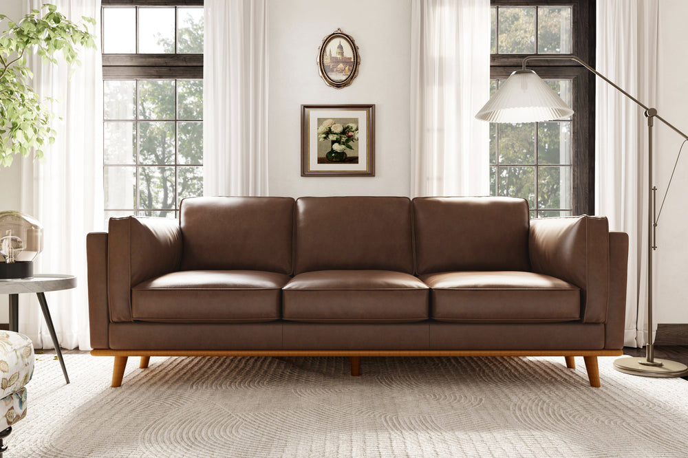 Valencia Artisan Wide Three Seats Leather Sofa, Chocolate