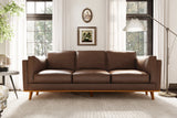Valencia Artisan Chocolate Wide Three Seats Leather Sofa Front View Scene map