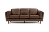 Valencia Artisan Chocolate Wide Three Seats Leather Sofa Front View White background diagram