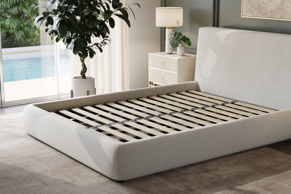 Valencia Aubrey Queen Size Bed Frame, Light Grey