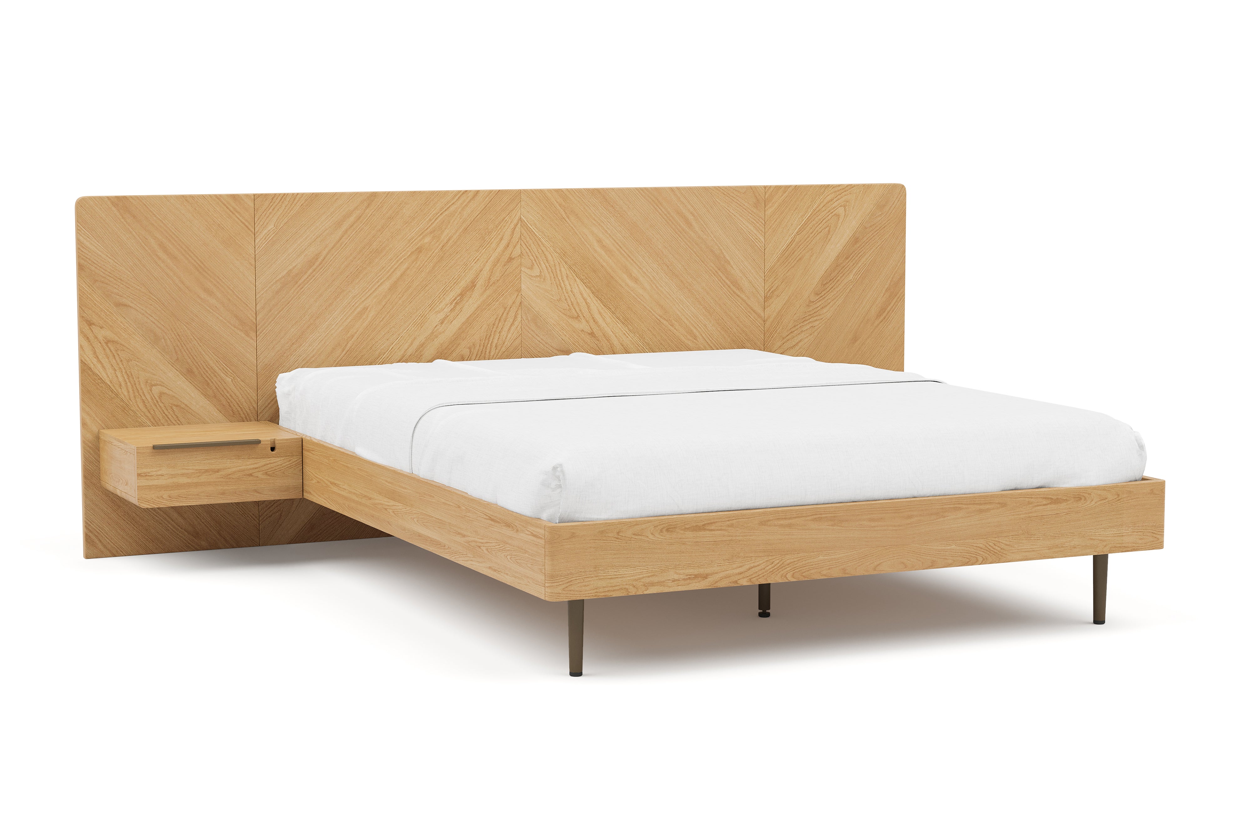 Valencia Ava Wood Platform Queen Bed, White Oak