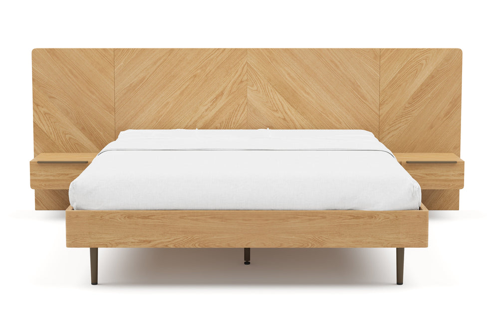 Valencia Ava Wood Platform Queen Bed, White Oak