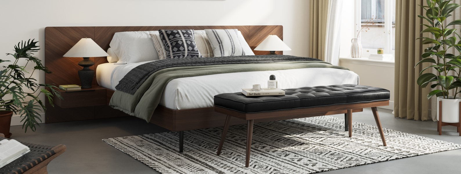 Shop Designer Bedroom Furniture: Wood Mid-Century Bed Frames