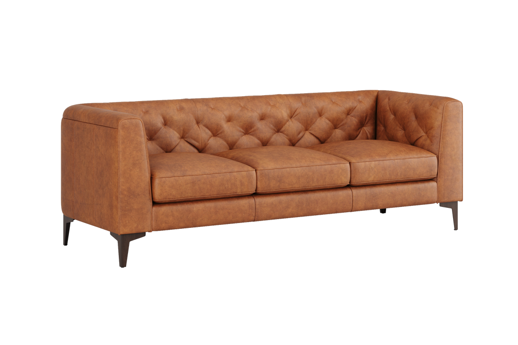 Valencia Avery Full-Aniline Leather Three Seats, Saddle Tan