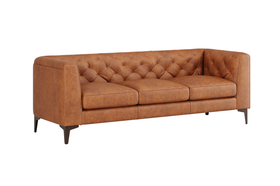 Valencia Avery Full-Aniline Leather Three Seats, Saddle Tan