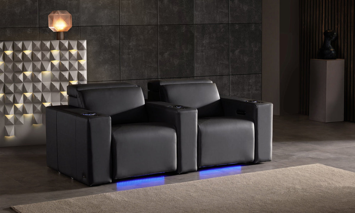Barcelona Grand Ultimate Theater Seats Row of 2 in Graphite
