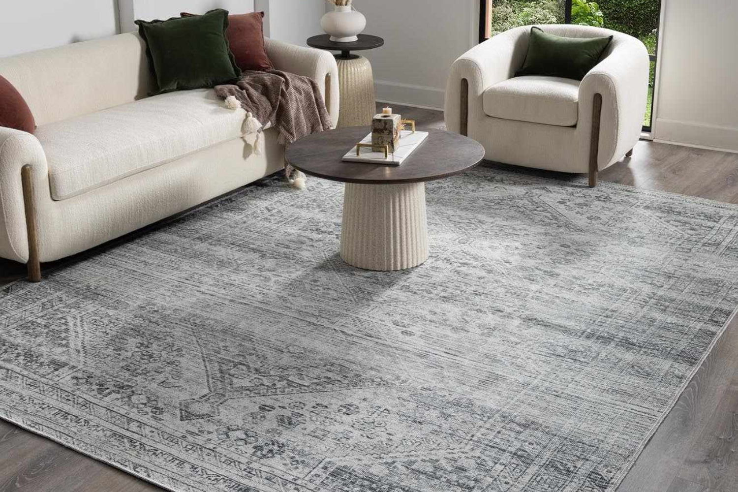 Barny Gray Blue Washable Rug - Clearance
