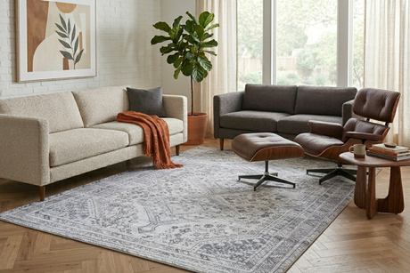 Barny Gray Denim Washable Rug - Clearance