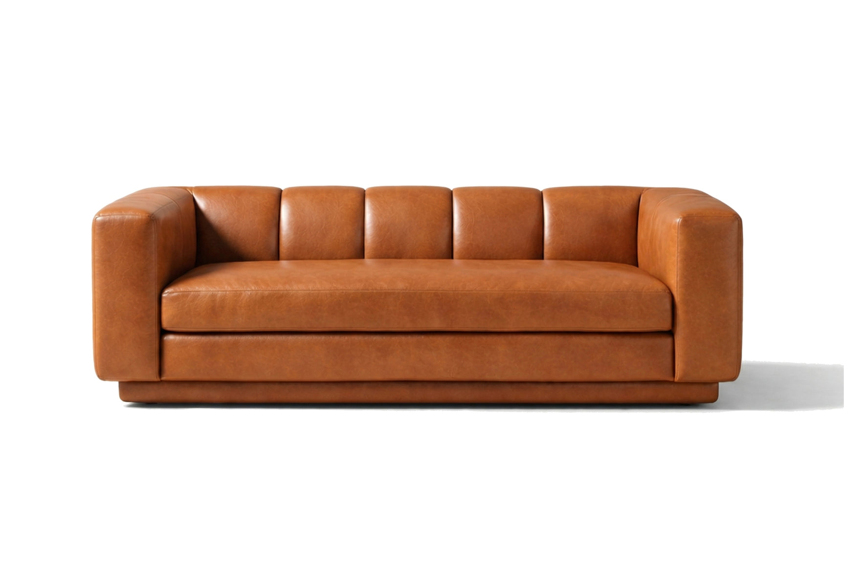 Bellara Modern Channel-Tufted Leather Sofa