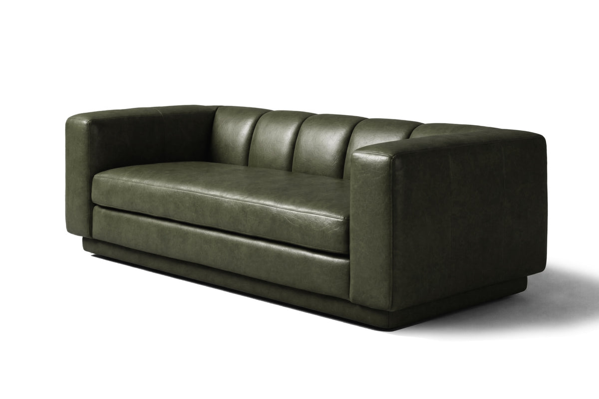 Bellara Modern Channel-Tufted Leather Sofa