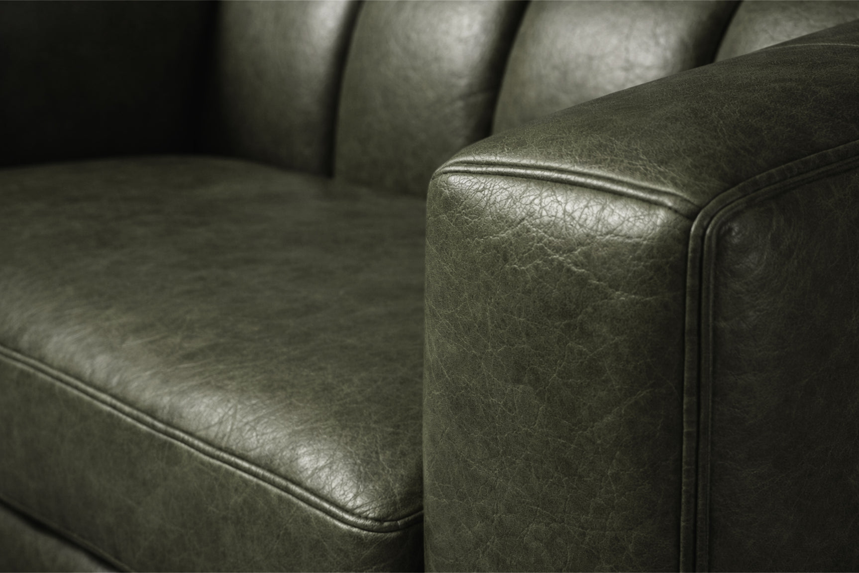 Bellara Modern Channel-Tufted Leather Sofa