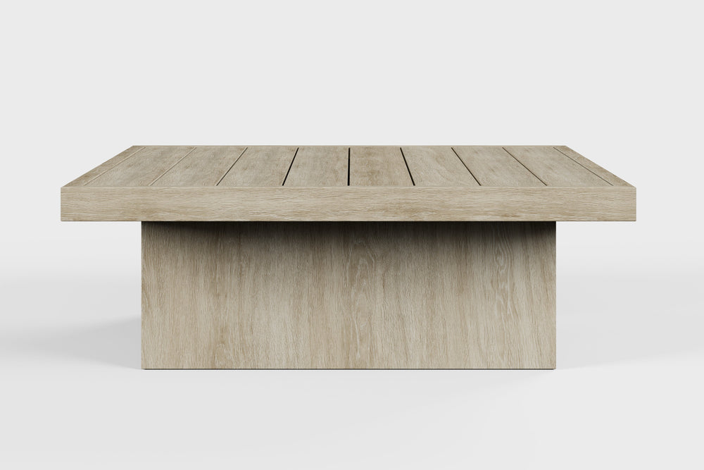 Valencia Bennett Wood Square Outdoor Coffee Table, Natural Left side diagram