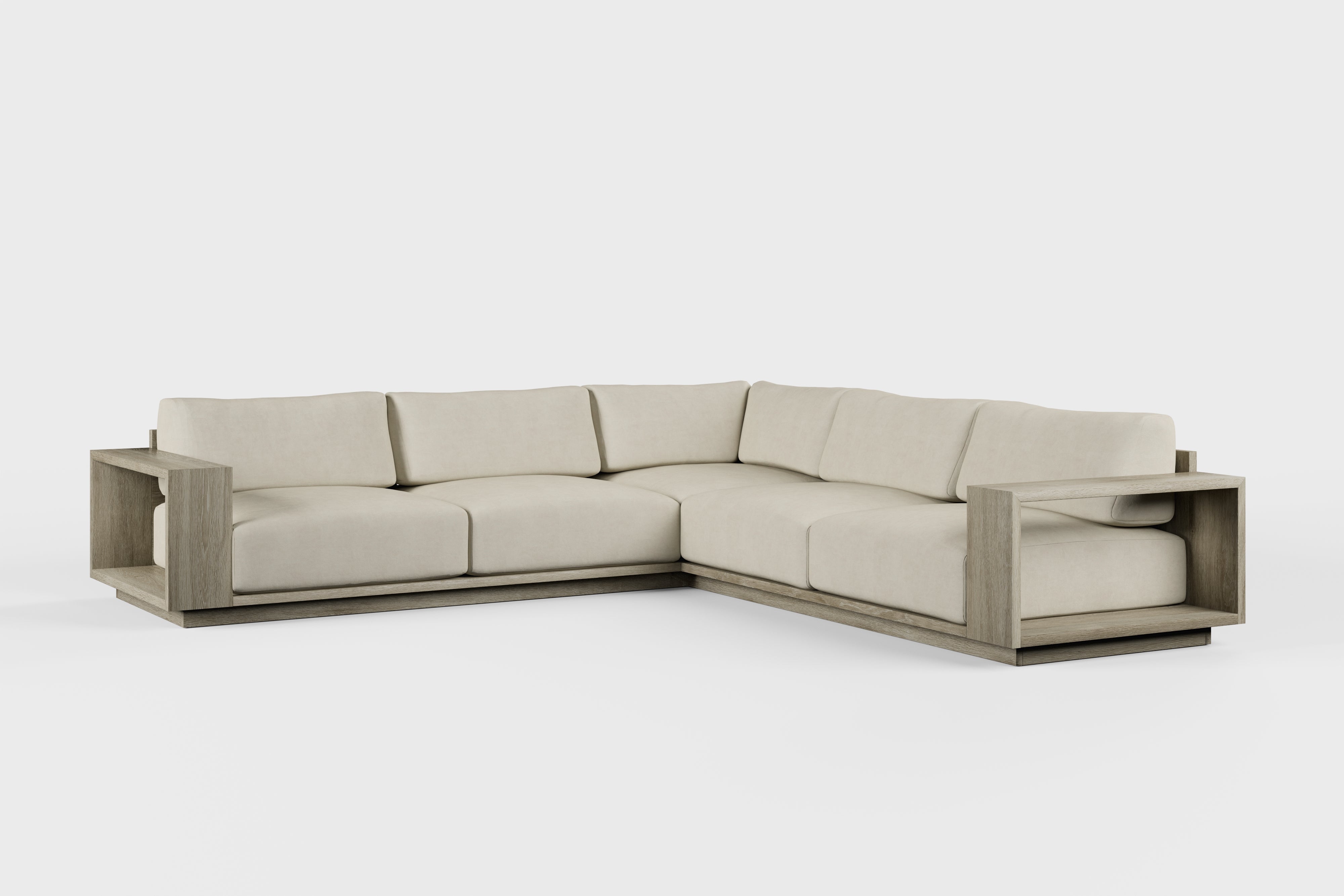 Valencia Bennett Fabric L-Shape Outdoor Sectional Sofa, Ivory Front View First View