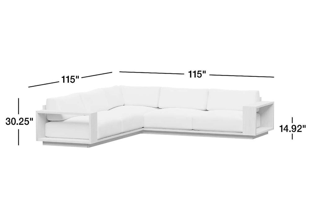 Valencia Bennett Fabric L-Shape Outdoor Sectional Sofa, Ivory Size diagram