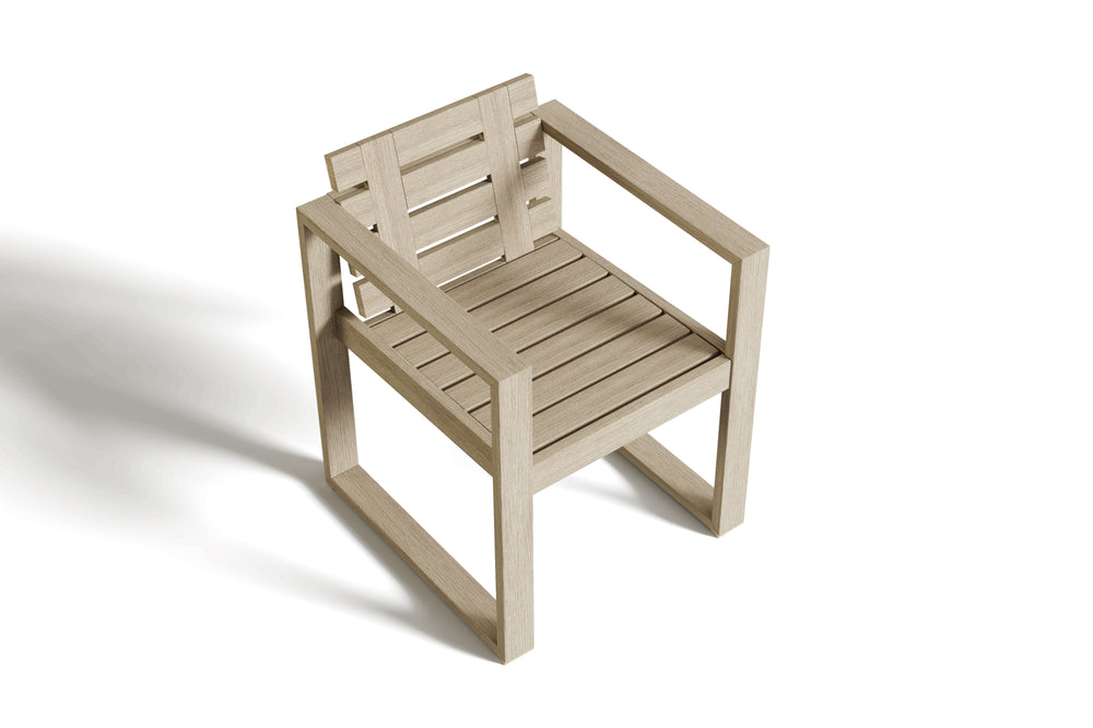 Valencia Bennett Wood Outdoor Dining Chair, Natural Right side diagram