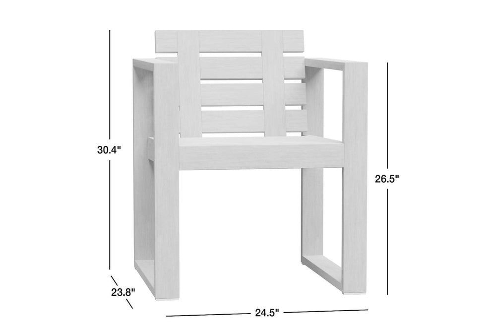 Valencia Bennett Wood Outdoor Dining Chair, Natural Size diagram