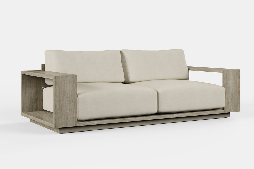 Valencia Bennett Fabric Loveseat Outdoor Sectional Sofa, Ivory Front View First View