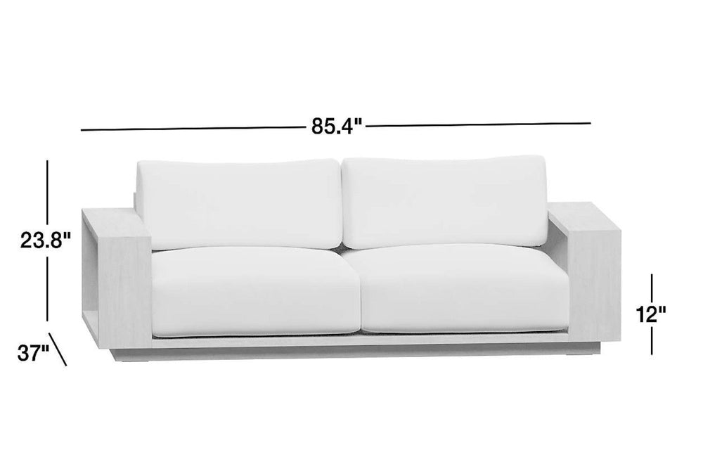 Valencia Bennett Fabric Loveseat Outdoor Sectional Sofa, Ivory Size diagram