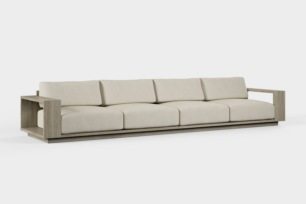 Valencia Bennett Fabric Four Seater Outdoor Sectional Sofa, Ivory Front View First View