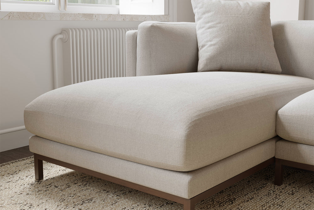 Valencia Bergen Fabric Sectional Sofa with Left Hand Facing Chaise, Beige Color