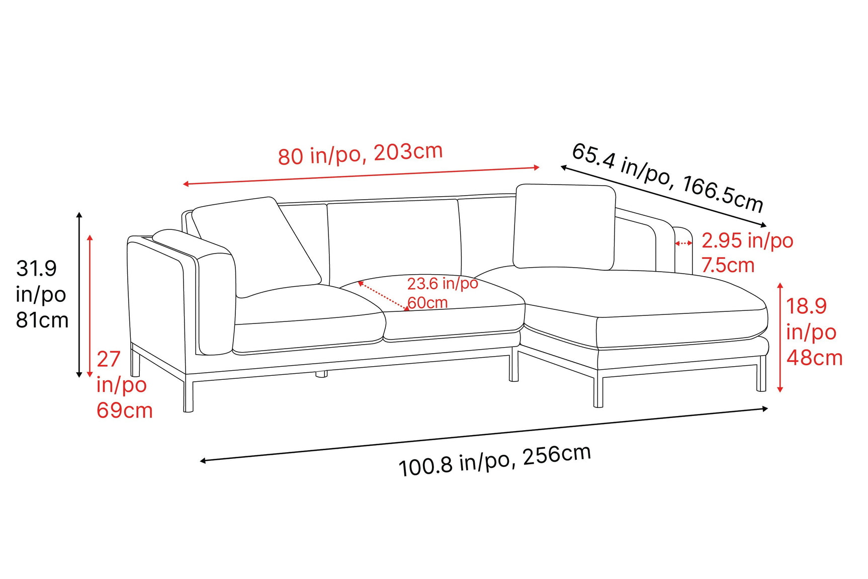 Bergen Fabric Sectional Sofa