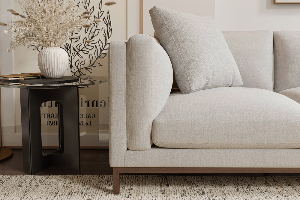 Valencia Bergen Fabric Sectional Sofa with Right Hand Facing Chaise, Beige Color