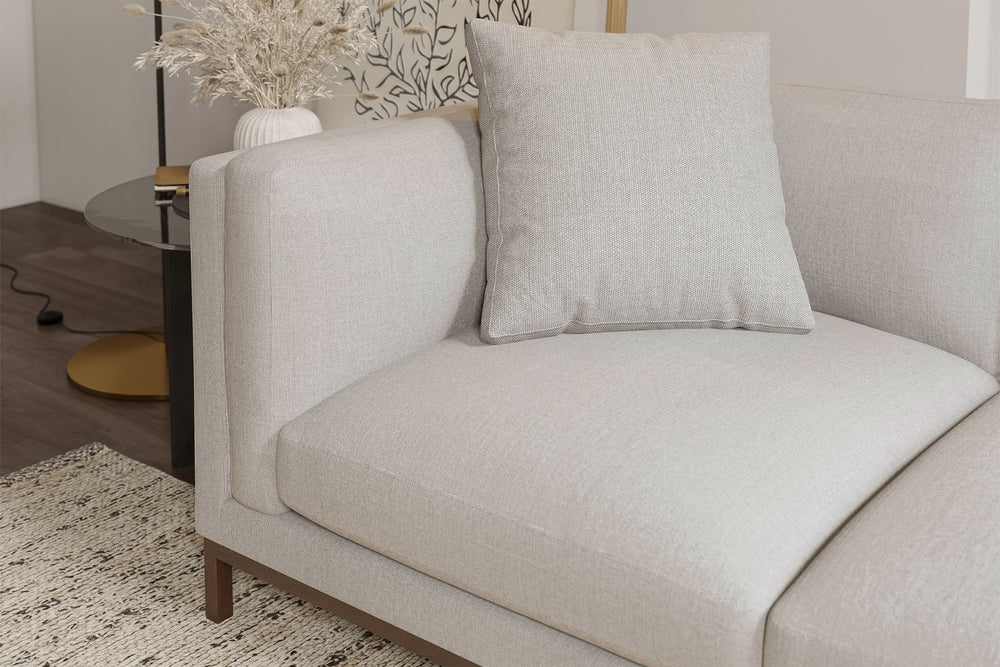 Valencia Bergen Fabric Sectional Sofa with Right Hand Facing Chaise, Beige Color
