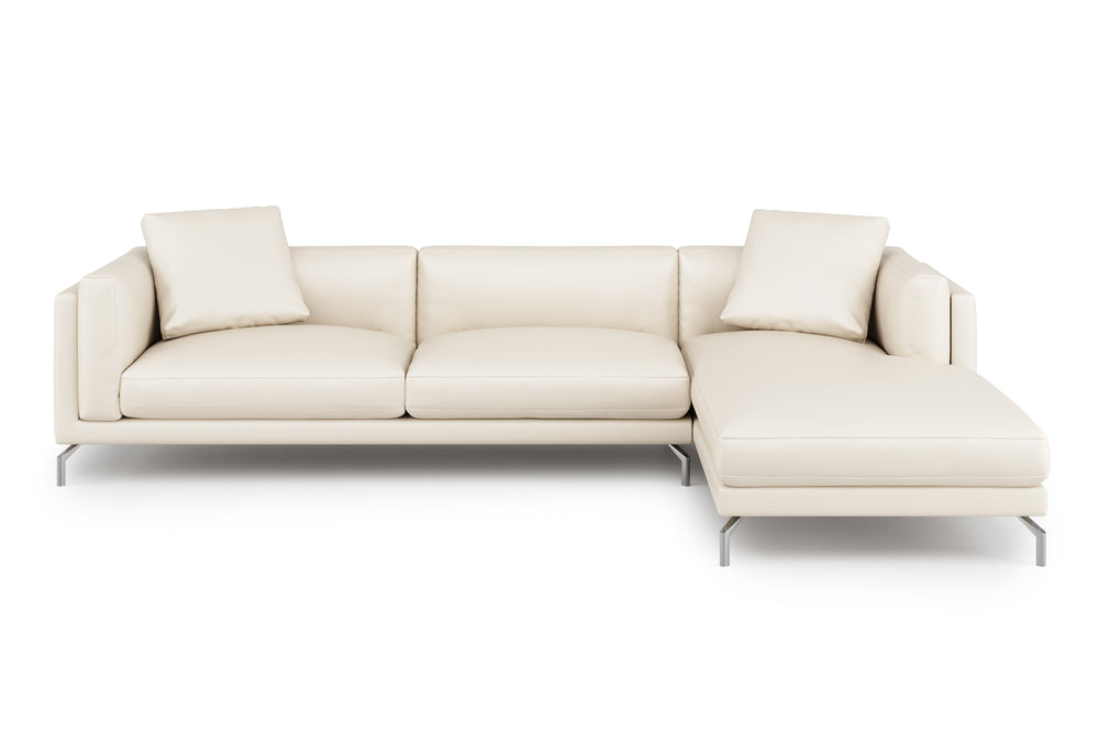 Valencia Zadar Leather Sofa with Right Chaise, Beige