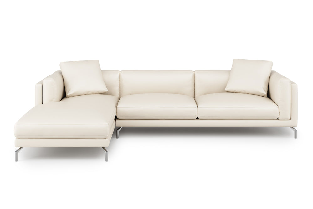 Valencia Zadar Leather Sofa with Left Chaise, Beige