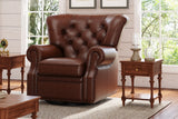 In Living Room, Right Angled View of Valencia Liam Tufted Full-Anline Leather Recliner with Nailheads, Single Seat, Lipari Choco