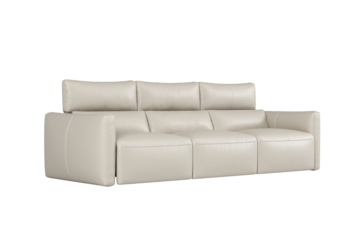 Valencia Alessia Top Grain Leather Three Seats Recliner Sofa, Beige