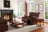 In Living Room, Right Angled Open Recliner View of Valencia Liam Tufted Full-Anline Leather Recliner with Nailheads, Single Seat, Lipari Choco