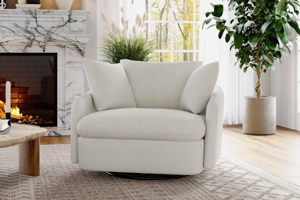 Valencia Giorgia Glacier White Fabric Accent Chair