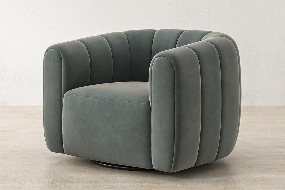 Valencia Calista Velvet Fabric Swivel Chair, Charcoal Grey