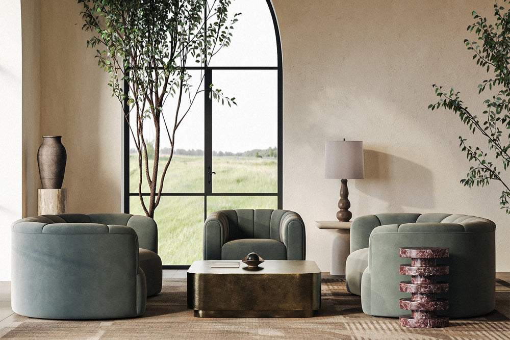 Valencia Calista Velvet Fabric Swivel Chair, Charcoal Grey