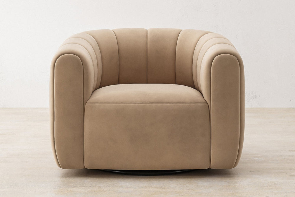 Valencia Calista Velvet Fabric Swivel Chair, Tan