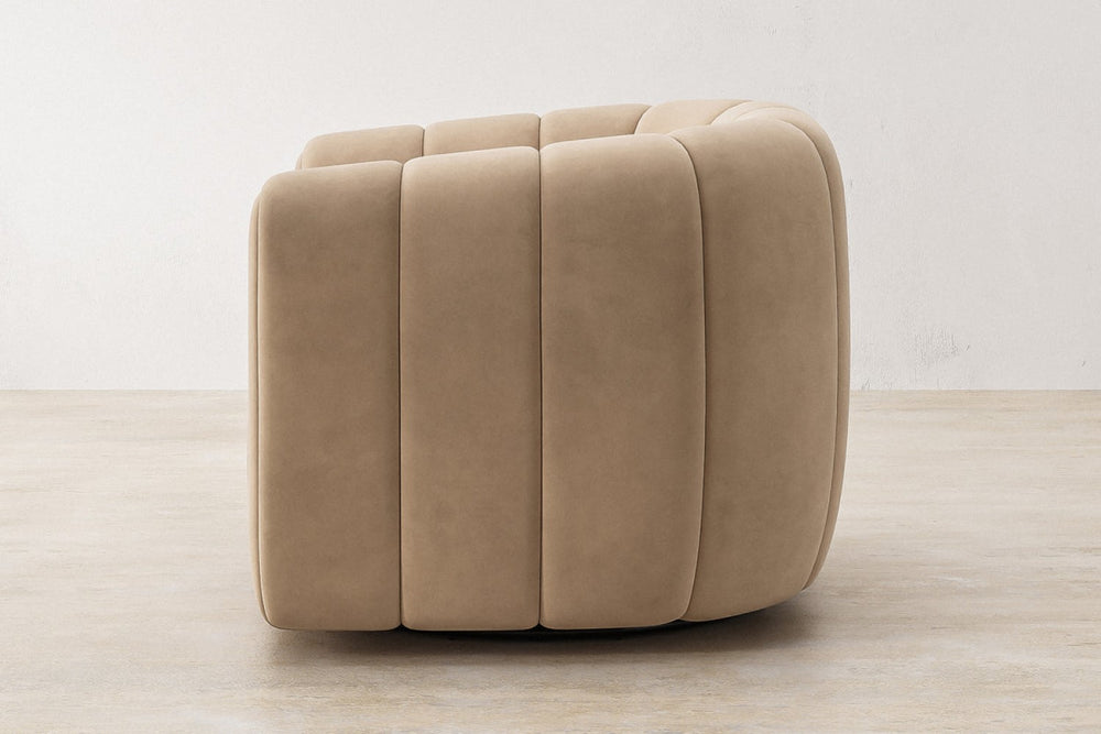 Valencia Calista Velvet Fabric Swivel Chair, Tan