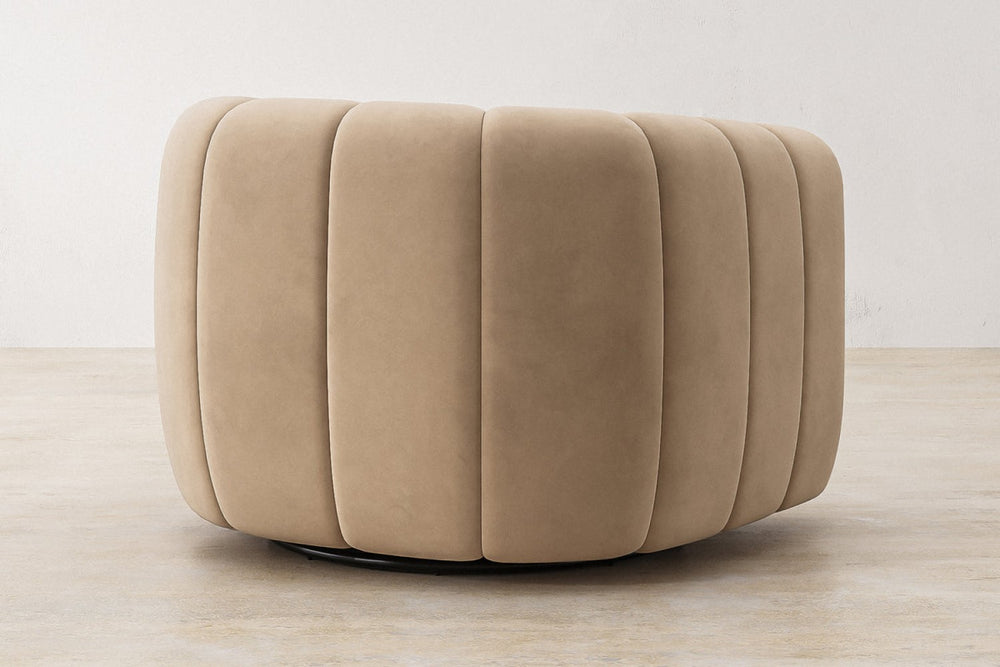 Valencia Calista Velvet Fabric Swivel Chair, Tan