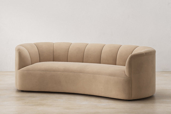 Valencia Calista Velvet Fabric Three Seats Sofa, Tan