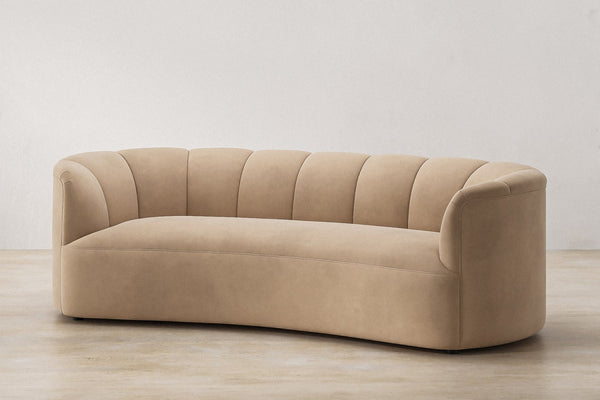 Valencia Calista Velvet Fabric Three Seats Sofa, Tan