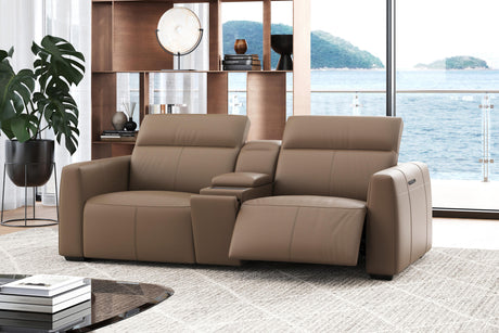 Carmen Leather Dual Recliner Sofa with Console