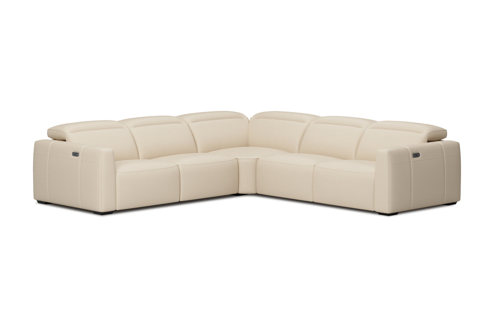 Valencia Carmen Leather L-Shape Dual Recliner Sofa, Beige