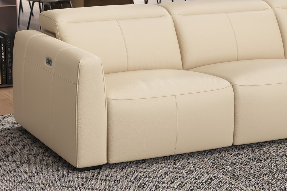 Valencia Carmen Leather L-Shape Dual Recliner Sofa, Beige