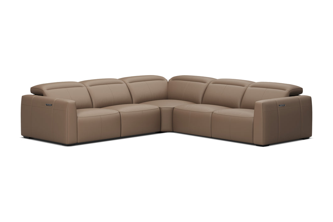 Valencia Carmen Leather L-Shape Dual Recliner Sofa, Brown