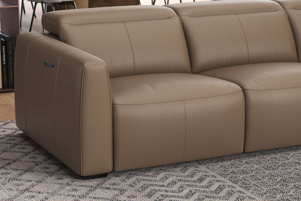 Valencia Carmen Leather L-Shape Dual Recliner Sofa, Brown